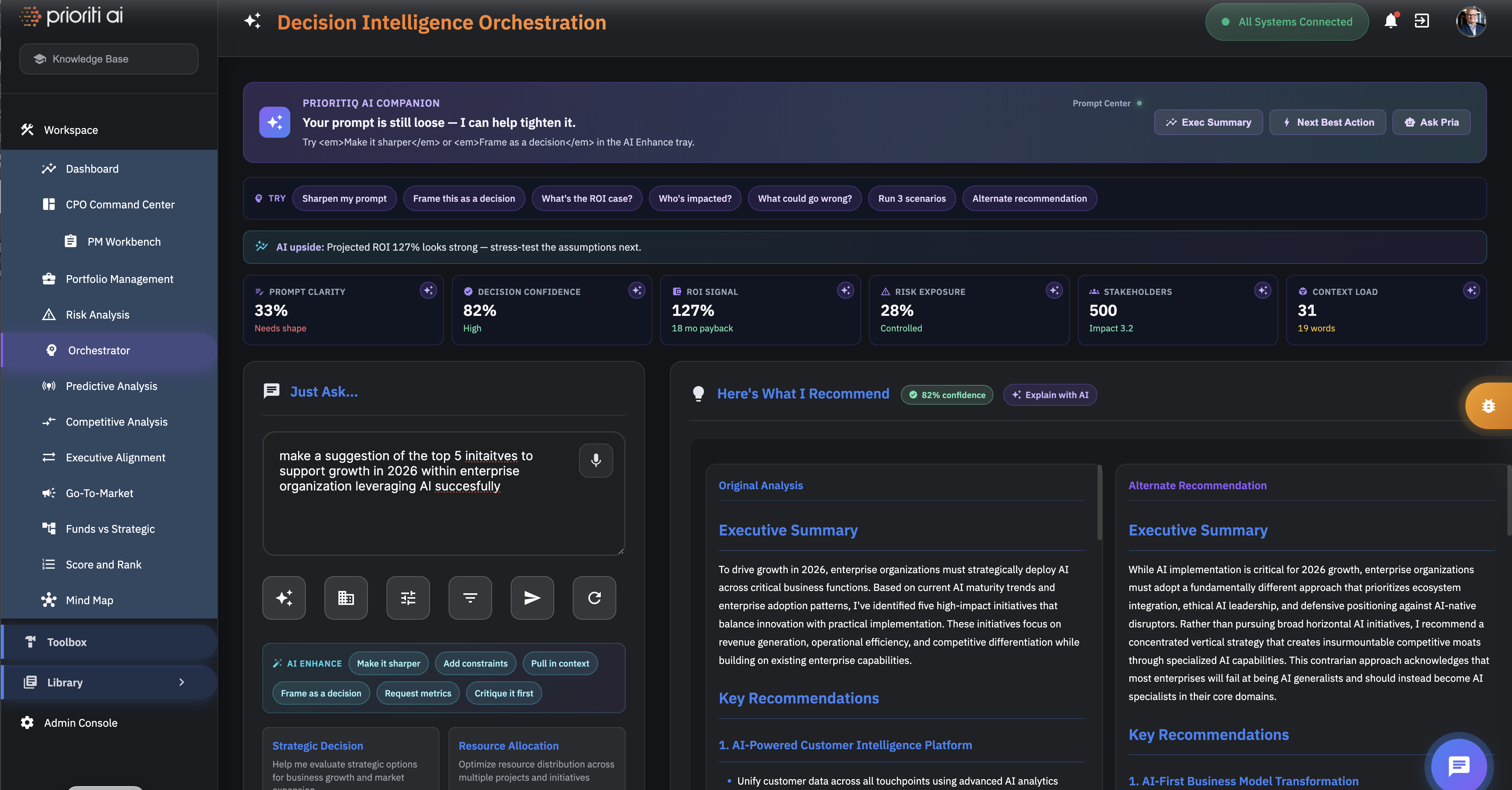 Prioriti AI Decision Intelligence Orchestration preview