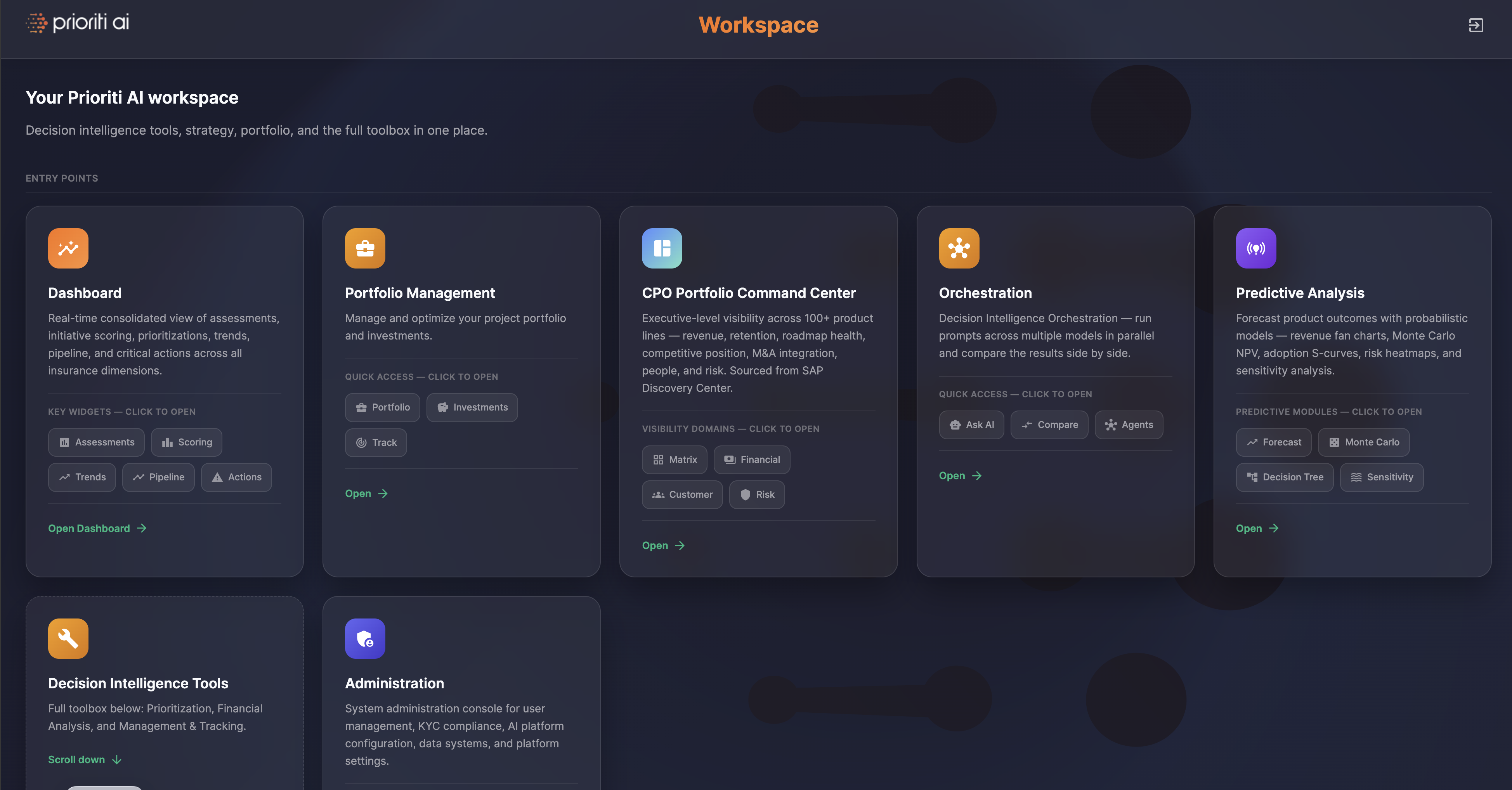 Prioriti AI Workspace preview